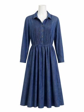 Size 16 Karlie Collection Women’s Vintage Denim Shirt Dress Pleated USA